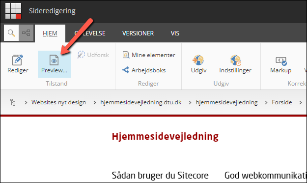 Preview i sideredigering