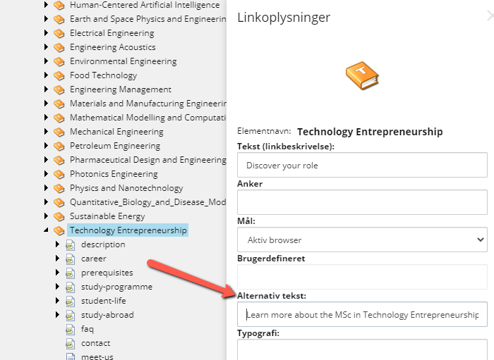 Indtast en forklarende tekst i feltet 'Alternativ Tekst'.