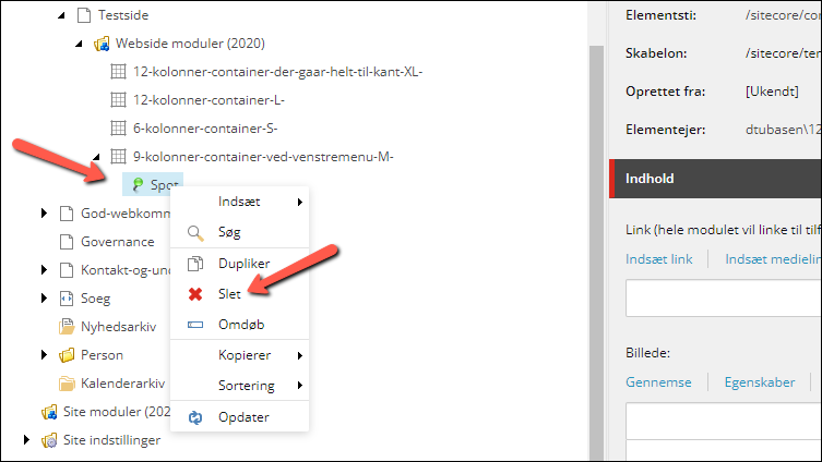 Slet et modul i Sitecore