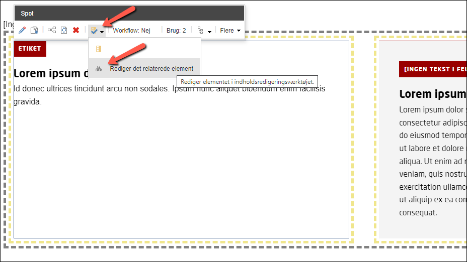 Rediger relateret element