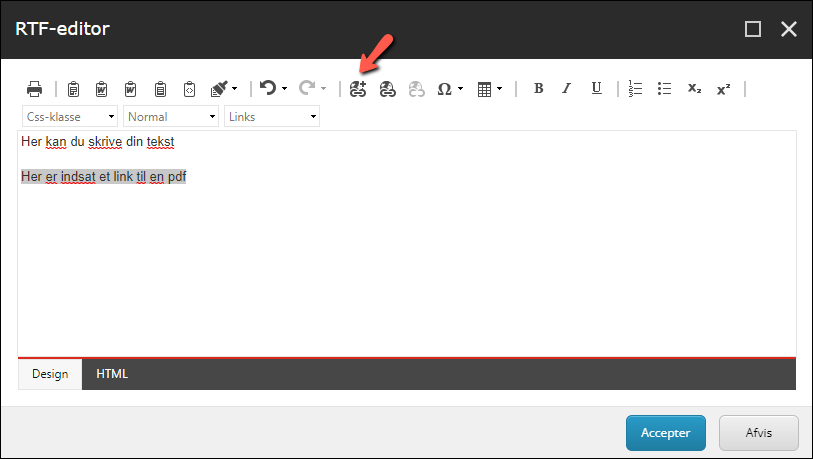 Indsæt Sitecore-link